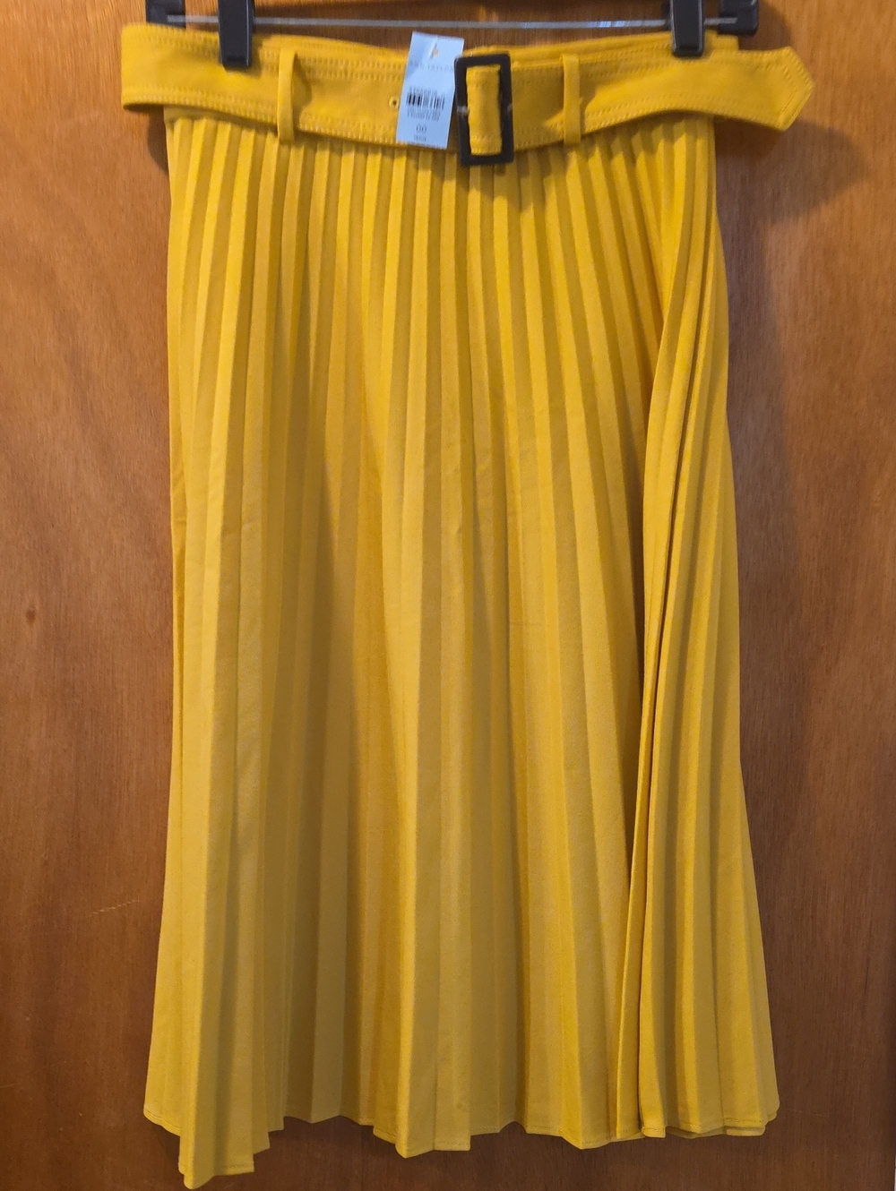 Pleated Midi Skirt with Belt - Yellow ANN taylor